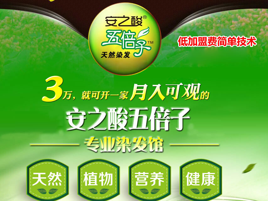 美发加盟店排行榜 no.5 安之酸五倍子植物染发